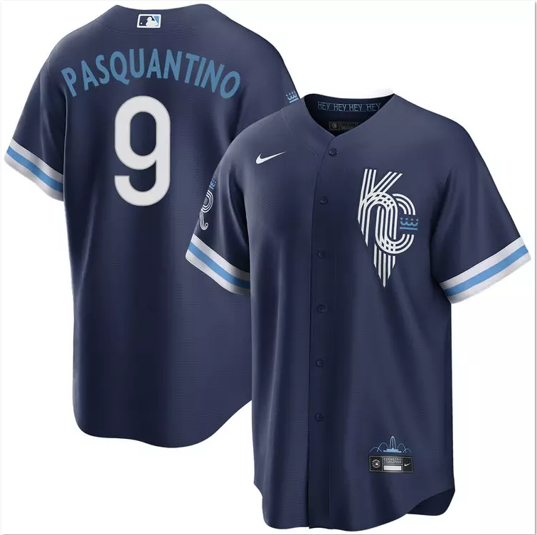 Men's Vinnie Pasquantino City Connect Navy Jersey #9 Stitched