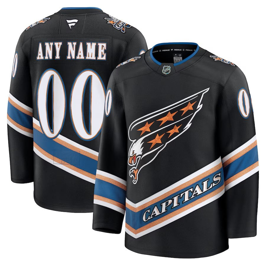 Men's Washington Capitals Alternate 50th Anniversary Premium Custom Jersey Black