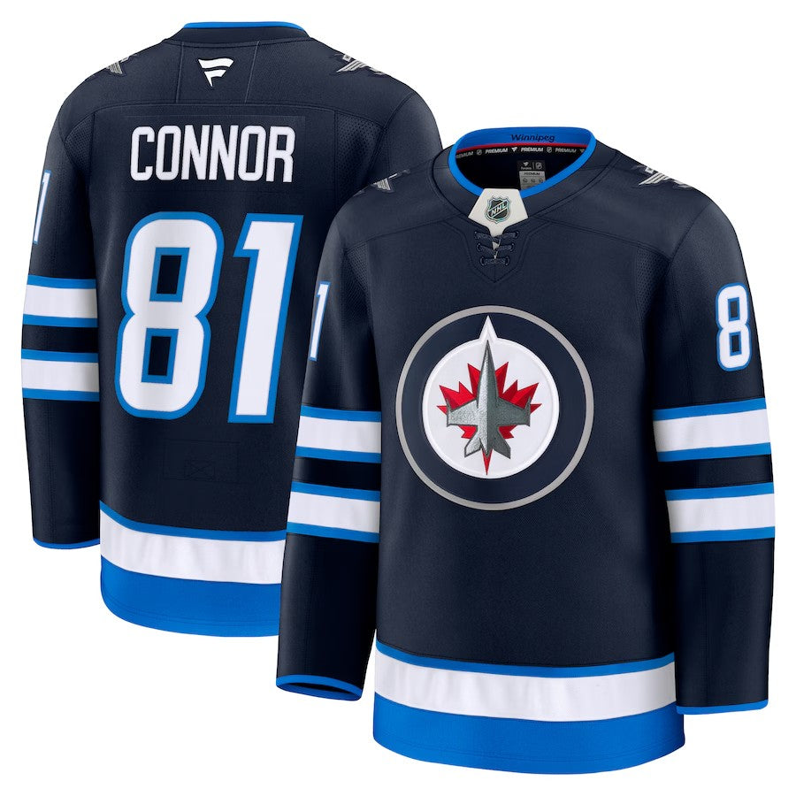 Men's Winnipeg Jets #81 Kyle Connor Home Premium Jersey Navy