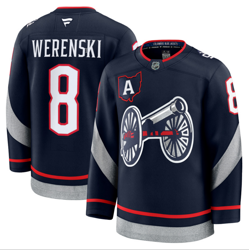 Men's Zach Werenski Jersey #8 Columbus Blue Jackets 2025 Stadium Series