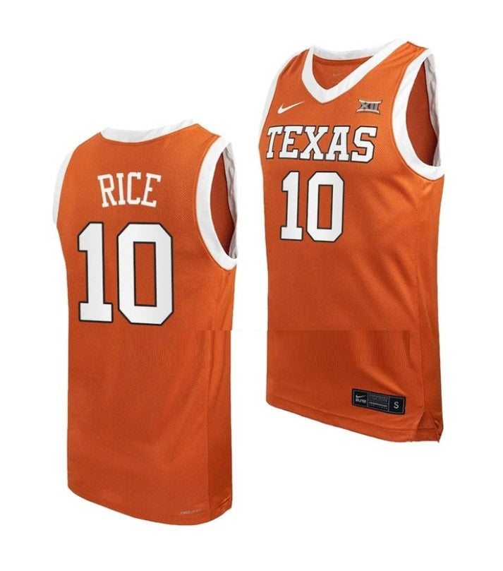 Men's #10 Sir'Jabari Rice Jersey Texas Longhorns College Basketball Jerseys Orange