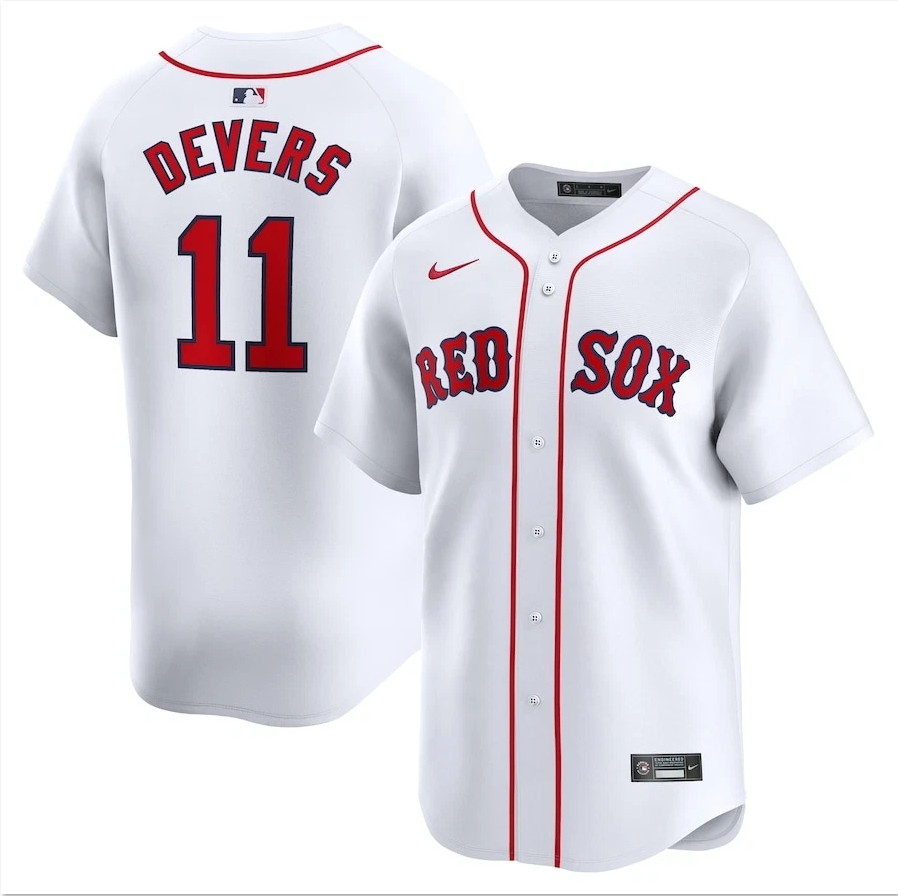 Men's #11 Red Sox Rafael Devers White Home Limited Player Jersey