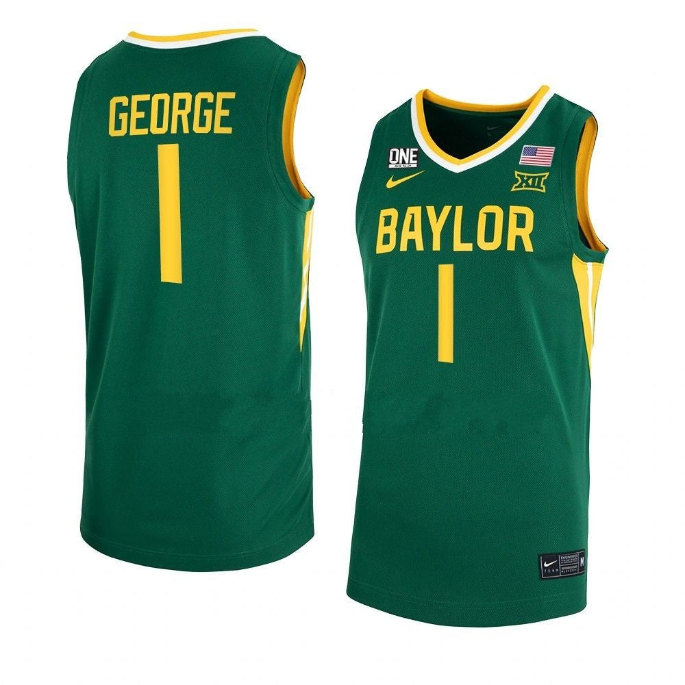 Men's #1 Keyonte George Jersey Baylor Bears College Basketball Jerseys Green