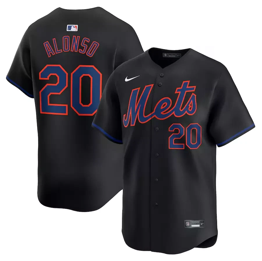 Men's #20 Pete Alonso Black Alternate Limited Player Stitched Jersey