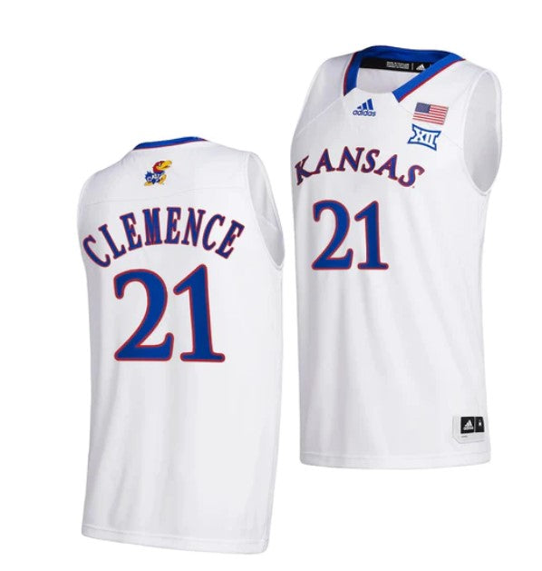 Men's #21 Zach Clemence Jersey Kansas Jayhawks College Basketball Jerseys White