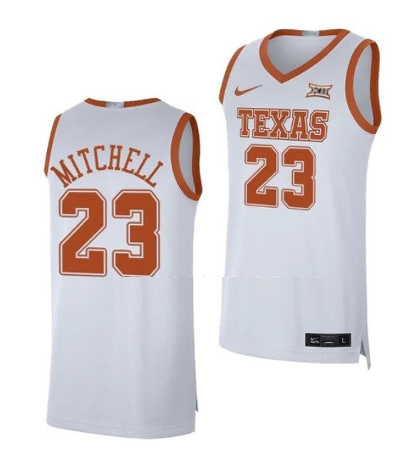 Men's #23 Dillon Mitchell Jersey Texas Longhorns College Basketball Jerseys White