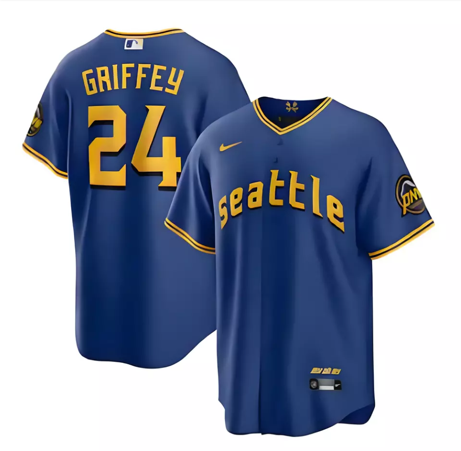Men's #24 Ken Griffey Jr. Royal City Connect Replica All Stitched Jersey