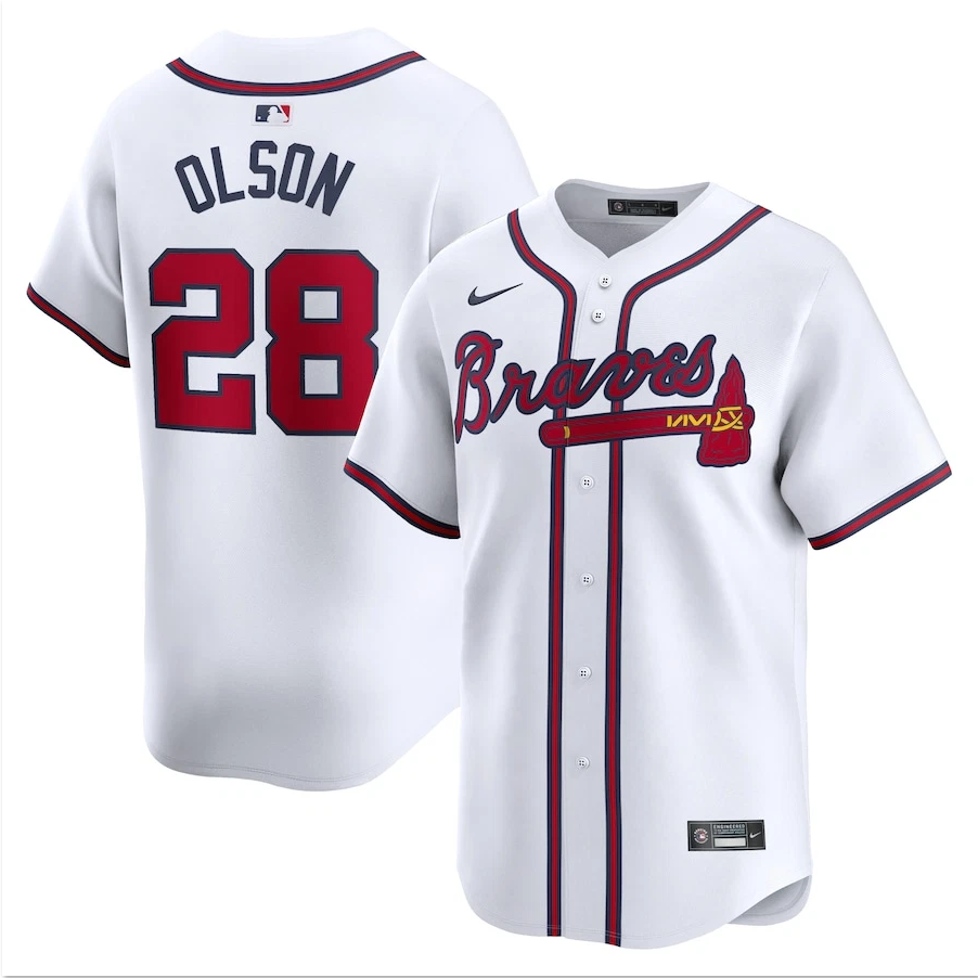 Men's #28 Matt Olson Limited Player All Stitched Jersey Navy