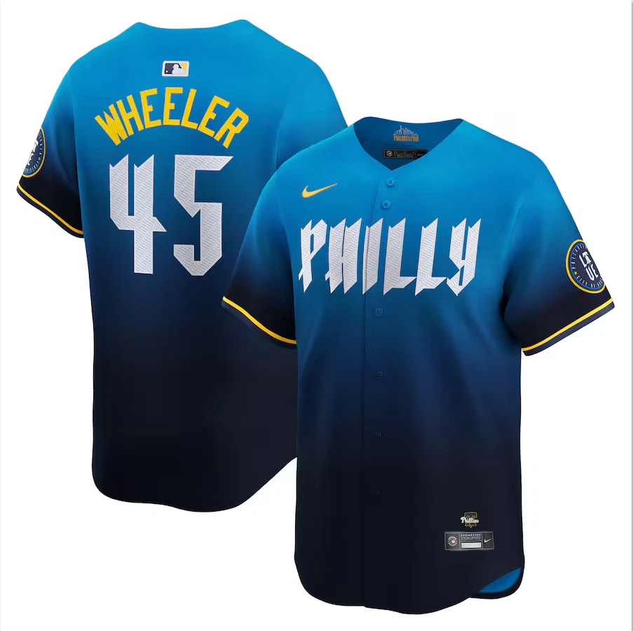 Men's #45 Zack Wheeler Blue 2024 City Connect Limited Player Jersey