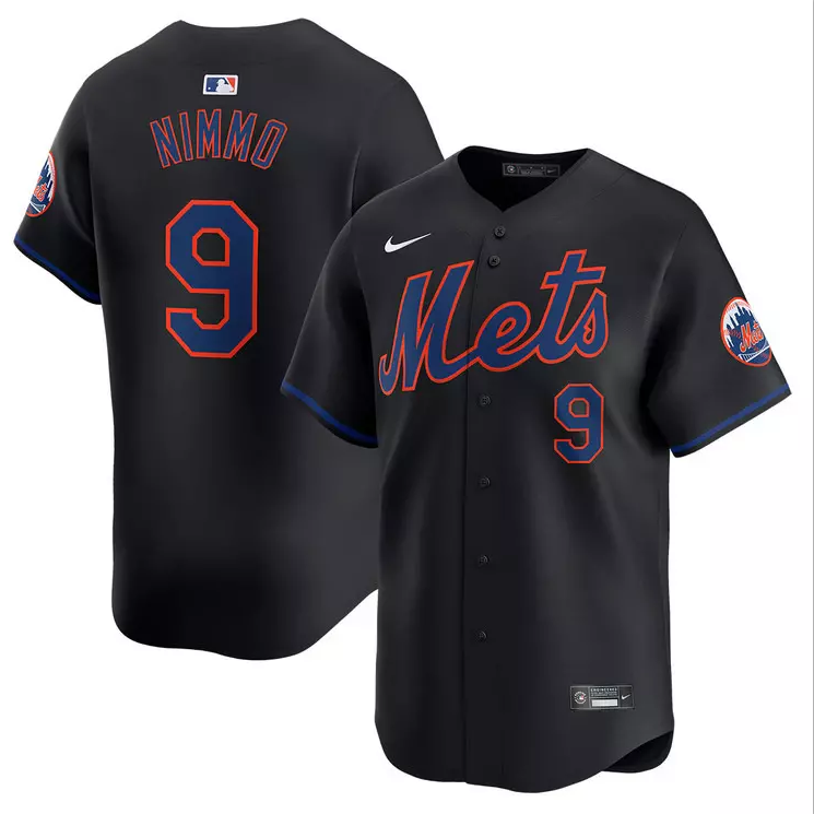 Men's #9 Brandon Nimmo Alternate Black Limited All Stitched Jersey