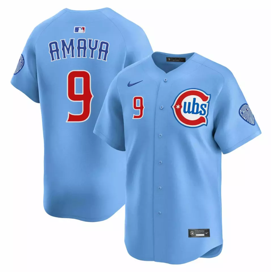 Men's #9 Miguel Amaya Blue Alternate 2 2025 Vapor Limited All Stitched Jersey