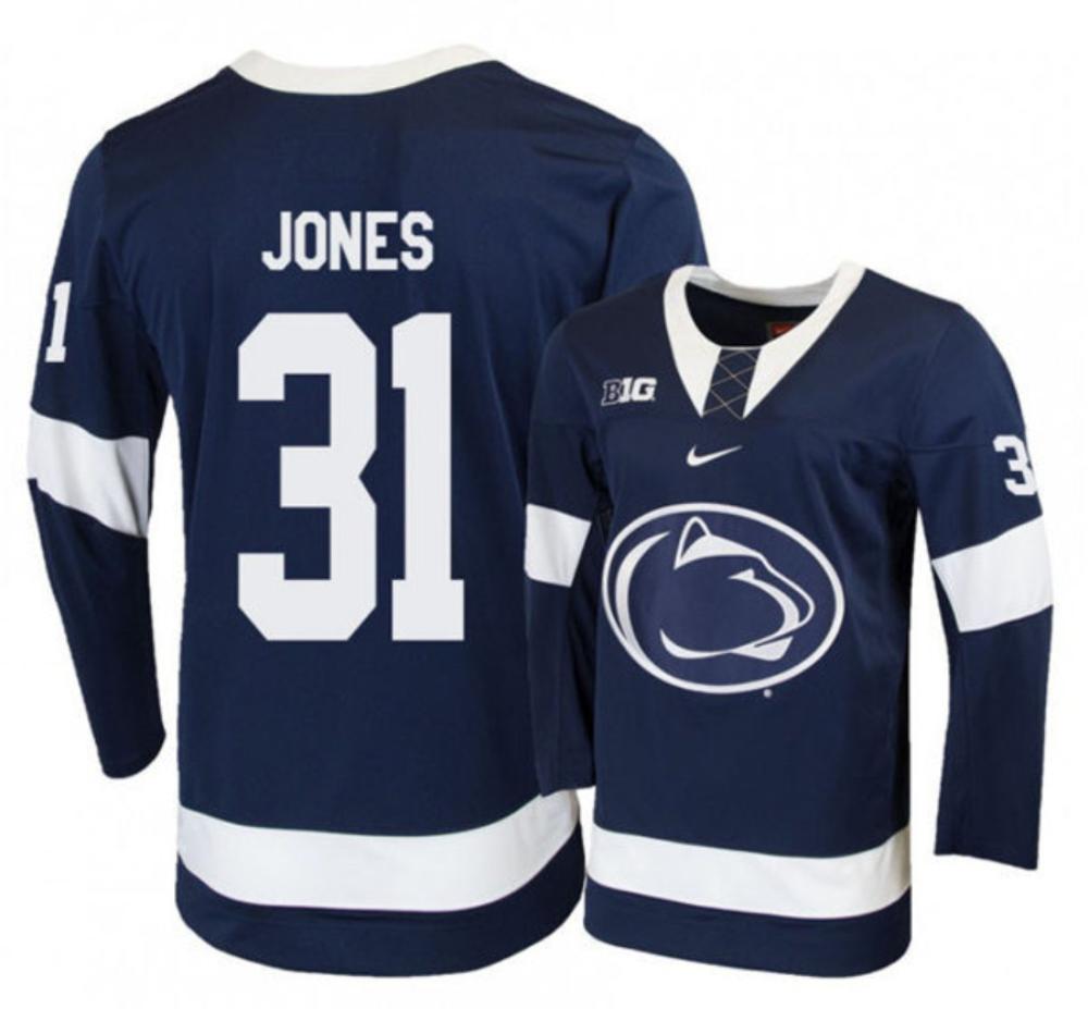 Mens Penn State Nittany Lions #31 Peyton Jones Stitched Navy Hockey Jersey