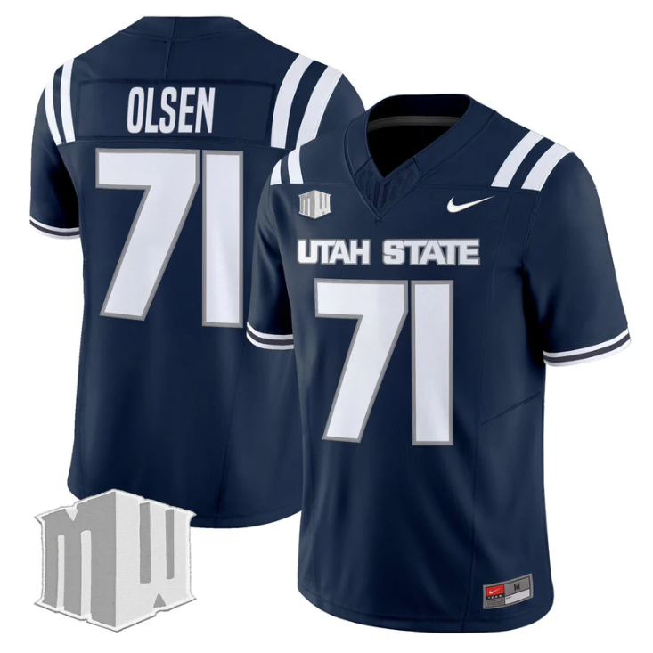Merlin Olsen Jersey #71 Utah State Aggies 2025 Vapor Limited Stitched Navy