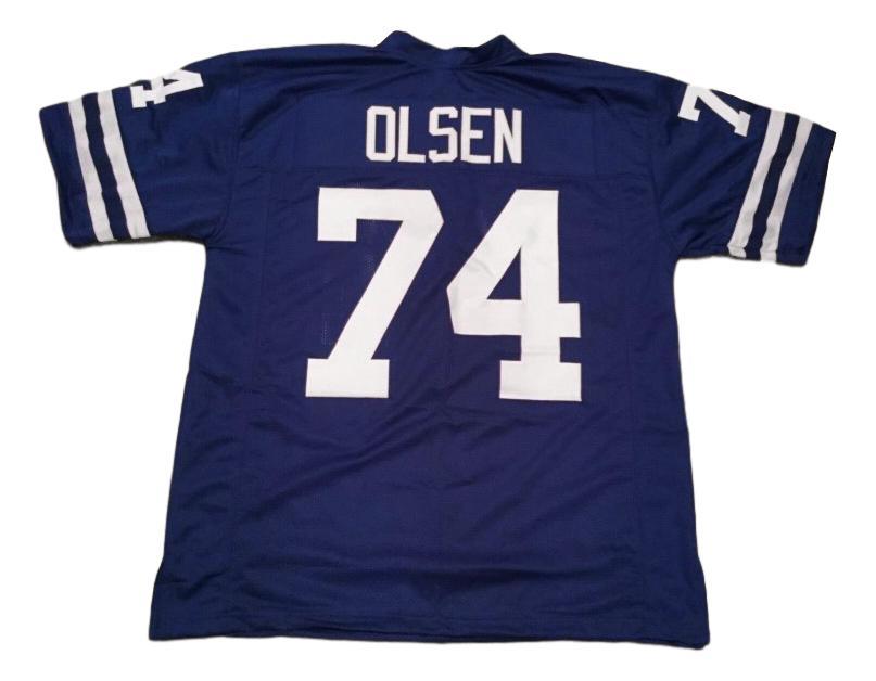 Merlin Olsen CUSTOM STITCHED Unsigned Football Jersey Blue