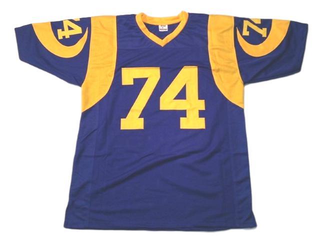 Merlin Olsen CUSTOM STITCHED Unsigned Football Blue Jersey