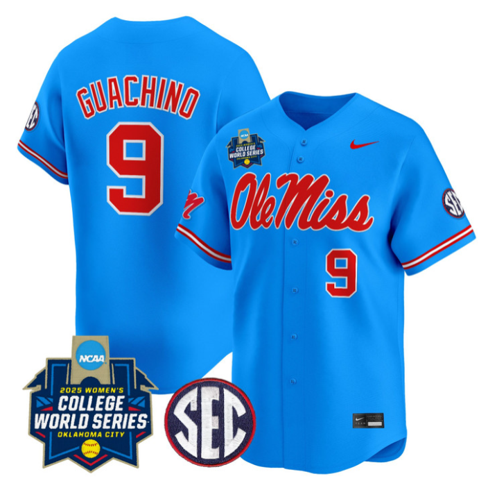 Miali Guachino Jersey #9 Ole Miss Rebels Softball 2025 World Series Blue