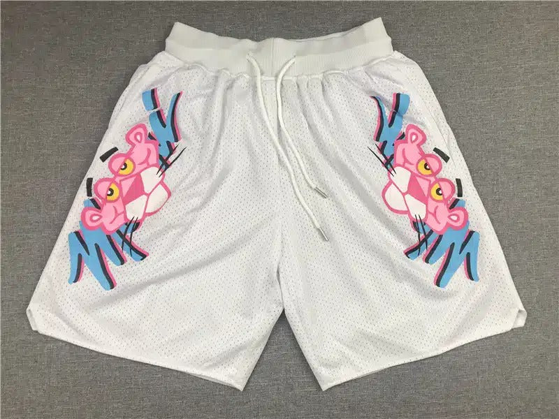 Miami Heat Pink Panther Vice White Basketball Shorts - Basketball Shorts Store
