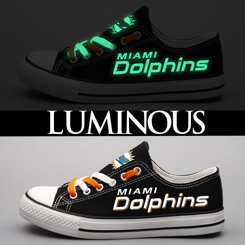 Miami Dolphins Low Top Canvas Sport Sneakers Shoes For Men Women Fans