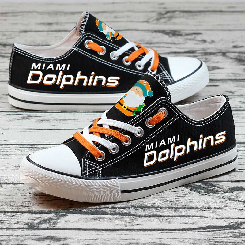 Miami Dolphins Low Top Canvas Sport Sneakers Shoes For Men Women Fans