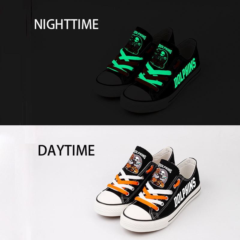 Miami Dolphins Low Top Canvas Sport Sneakers Shoes For Men Women Fans