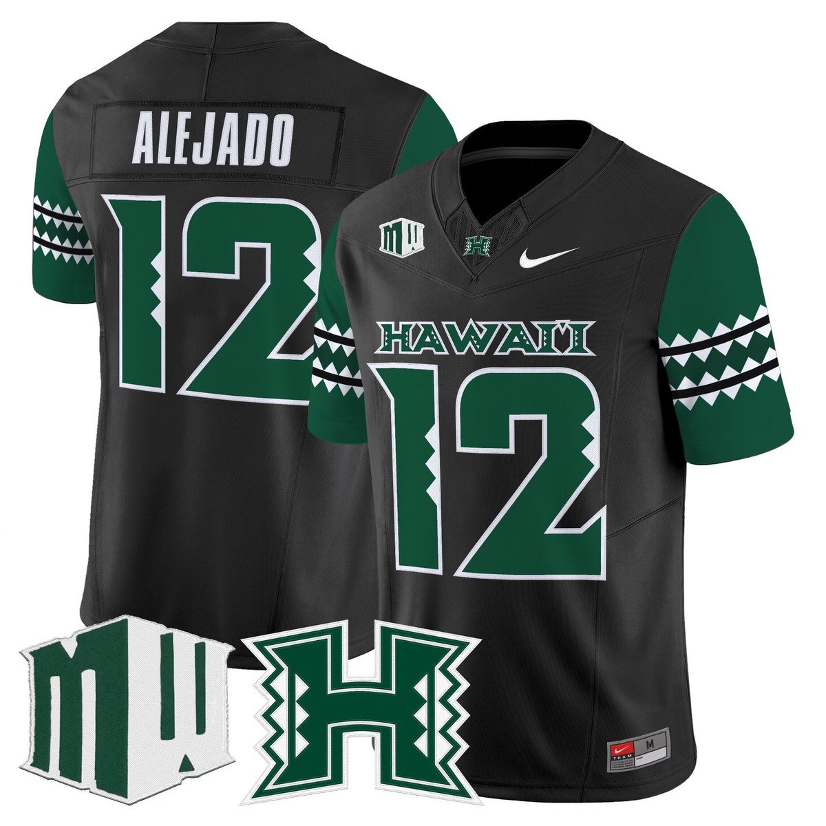 Micah Alejado Jersey #12 Hawai'i Rainbow Warriors 2025 Vapor Stitched Black