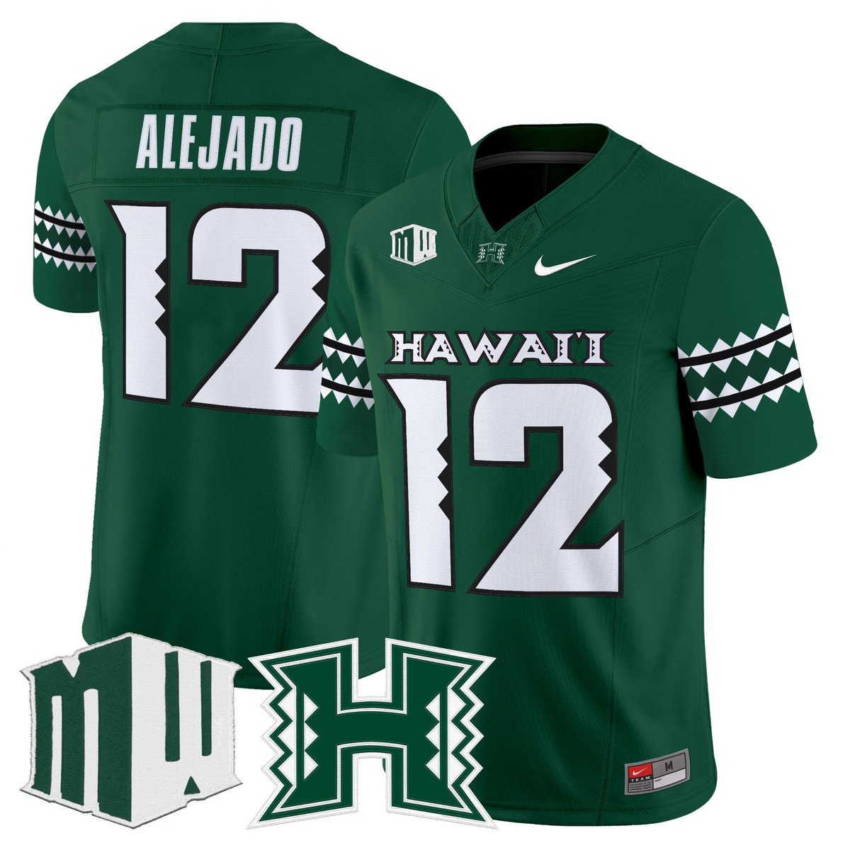 Micah Alejado Jersey #12 Hawai'i Rainbow Warriors 2025 Vapor Stitched Green