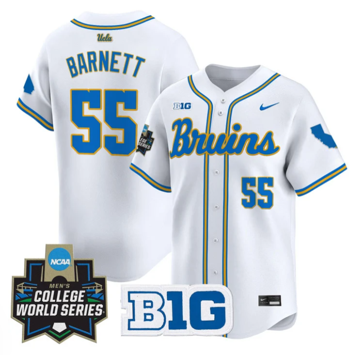Michael Barnett Jersey #55 UCLA Bruins 2025 World Series Stitched White
