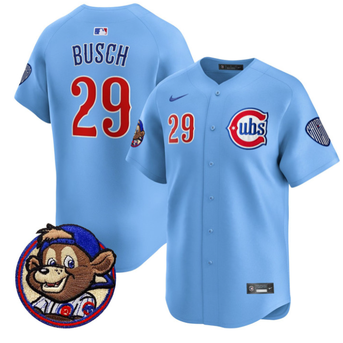 Michael Busch Jersey #29 Chicago Cubs Clark Patch Vapor Premier Limited Stitched Blue