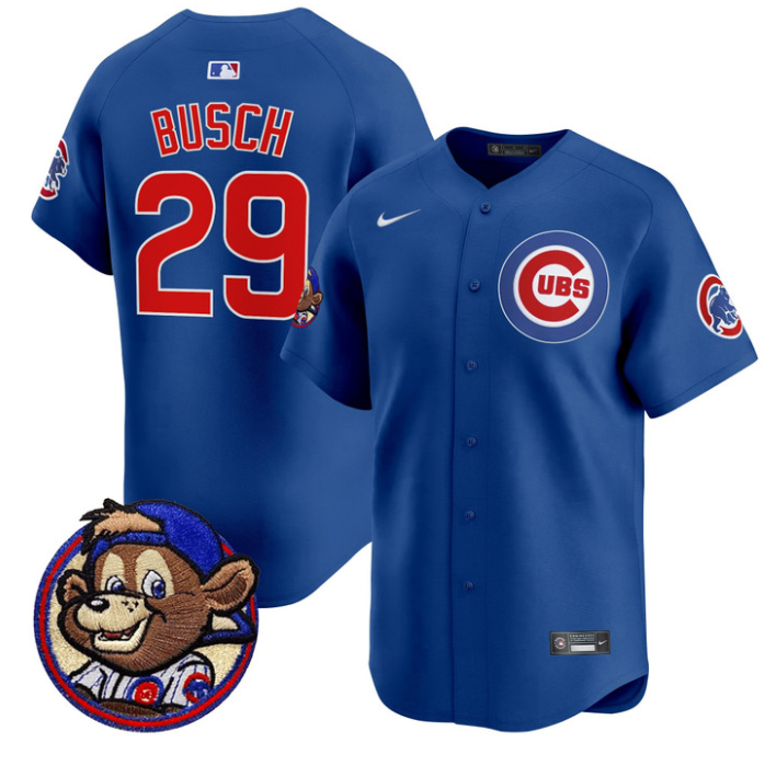 Michael Busch Jersey #29 Chicago Cubs Clark Patch Vapor Premier Limited Stitched Royal