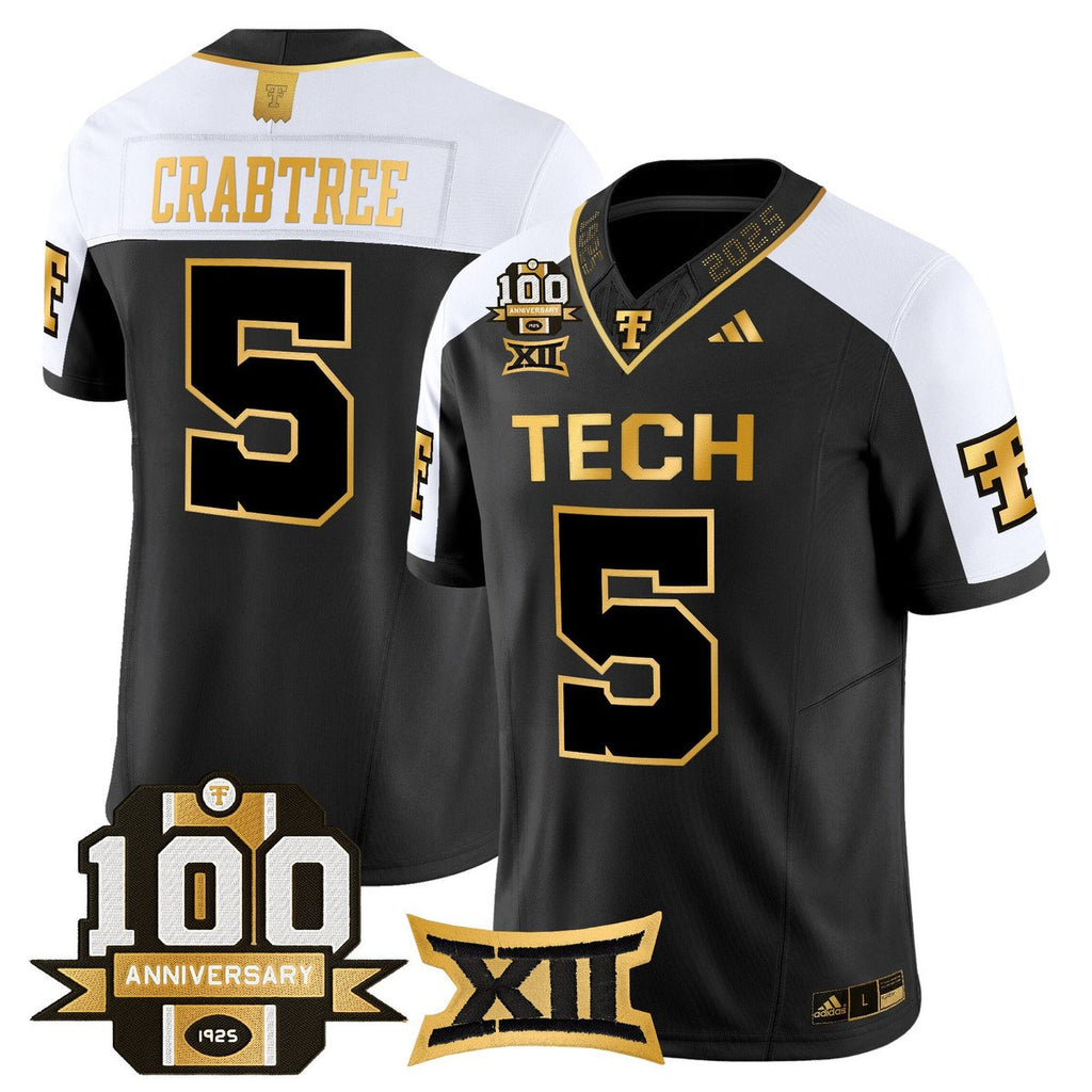 Michael Crabtree Jersey #5 Texas Tech 2025 100th Anniversary Stitched Alternate