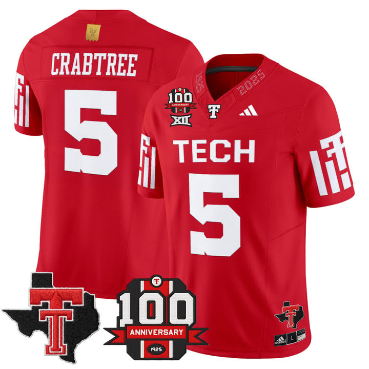 Michael Crabtree Jersey #5 Texas Tech 100th Anniversary Patch 2025
