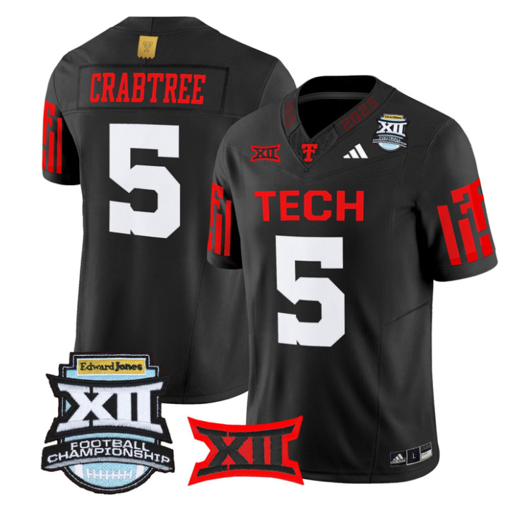 Michael Crabtree Jersey #5 Texas Tech Red Raiders 2025 Big 12 Championship