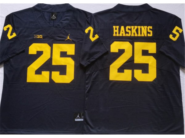 Michigan Wolverines #25 Hassan Haskins Navy College Jersey