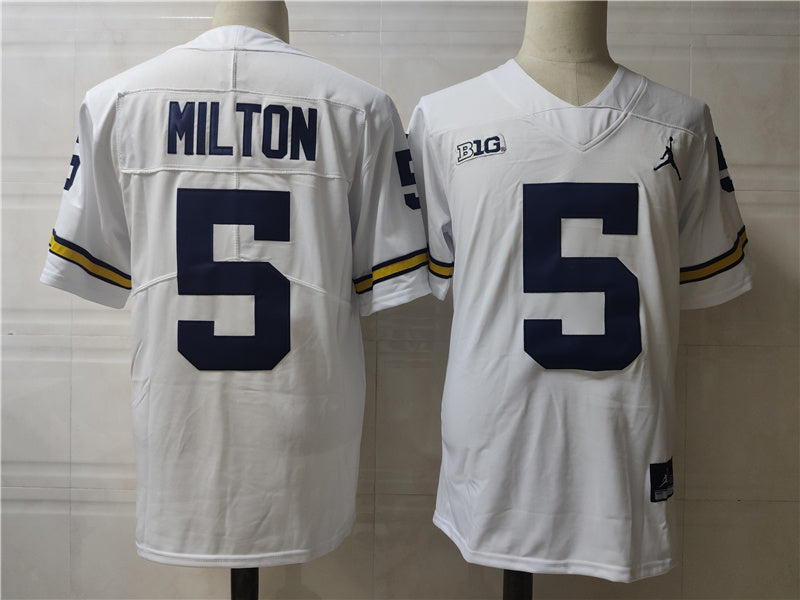 Michigan Wolverines #5 Joe Milton College Football Jersey White