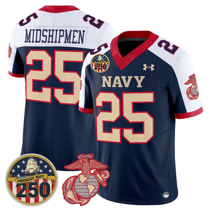 Midshipmen Jersey #25 Navy Midshipmen USMC 250th Patch Stitched