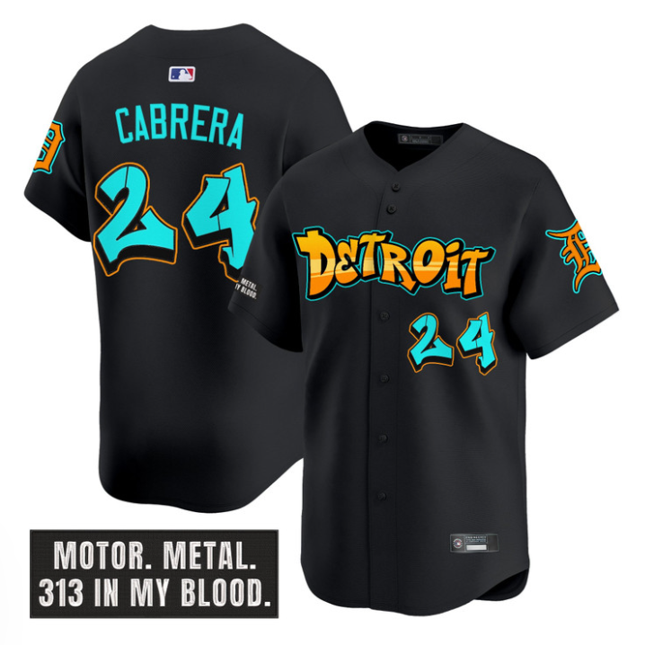 Miguel Cabrera Jersey #24 Detroit Tigers Graffiti Motor City Edition Black