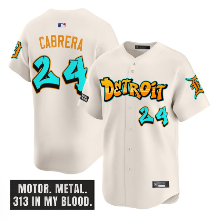 Miguel Cabrera Jersey #24 Detroit Tigers Graffiti Motor City Edition Cream
