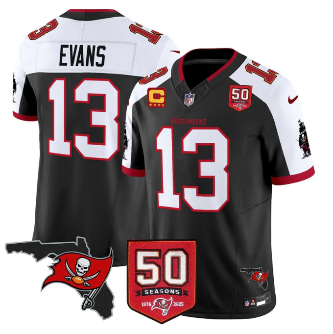 Mike Evans Jersey #13 50 Seasons 1976-2025 Vapor Limited Stitched Black Alter