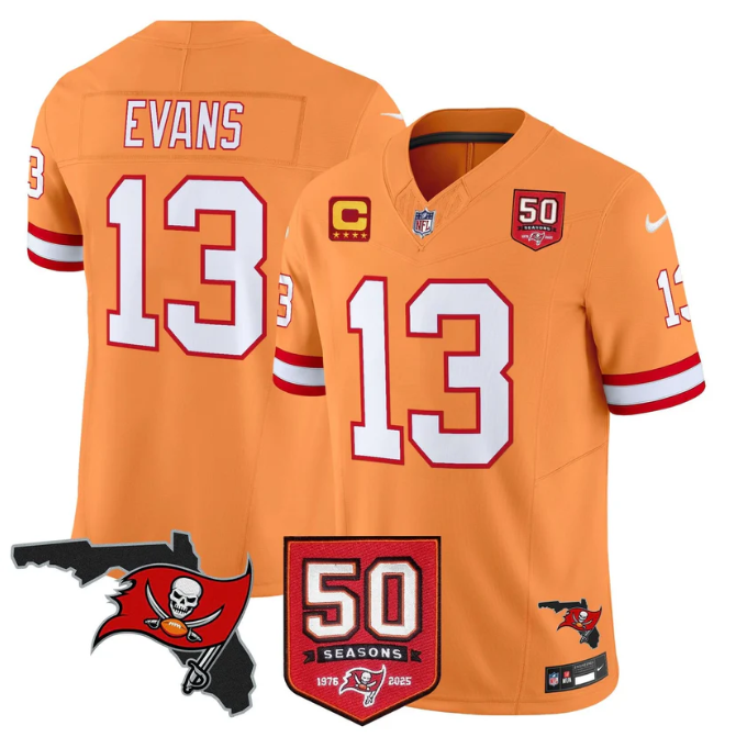 Mike Evans Jersey #13 50 Seasons 1976-2025 Vapor Limited Stitched Creamsicle