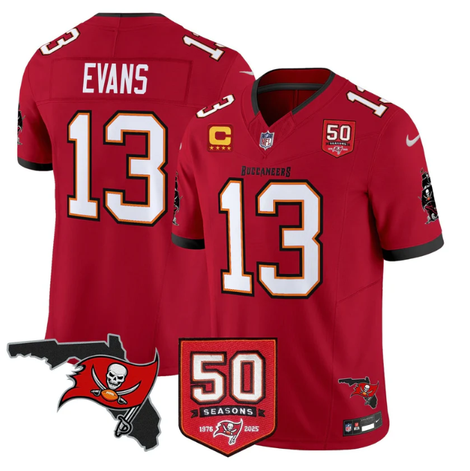 Mike Evans Jersey #13 50 Seasons 1976-2025 Vapor Limited Stitched Red