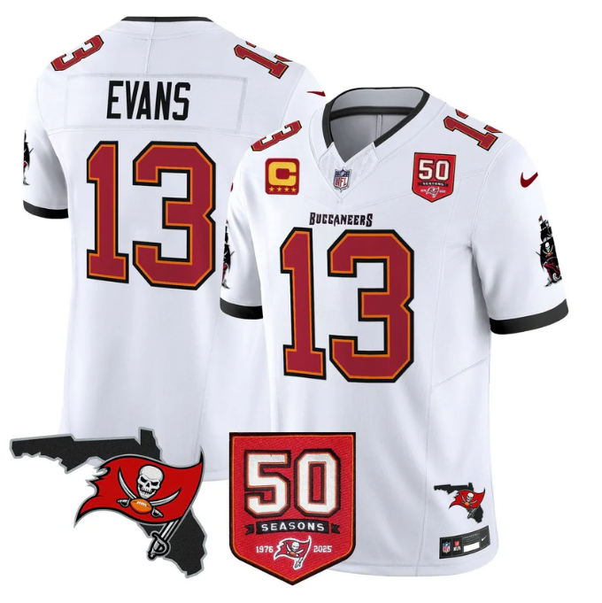 Mike Evans Jersey #13 50 Seasons 1976-2025 Vapor Limited Stitched White