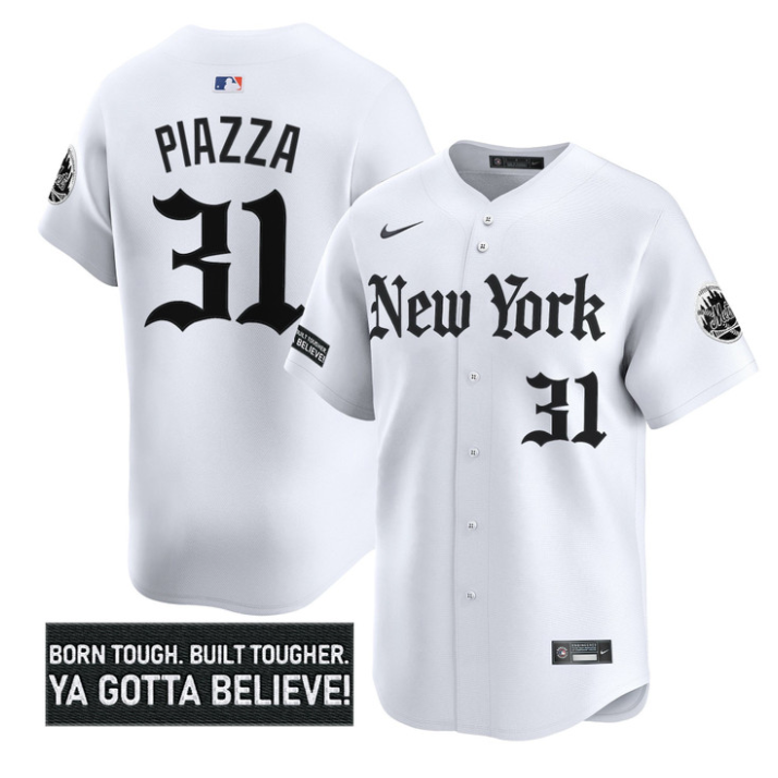 Mike Piazza Jersey #31 New York Mets Gothic Borough Edition Stitched White