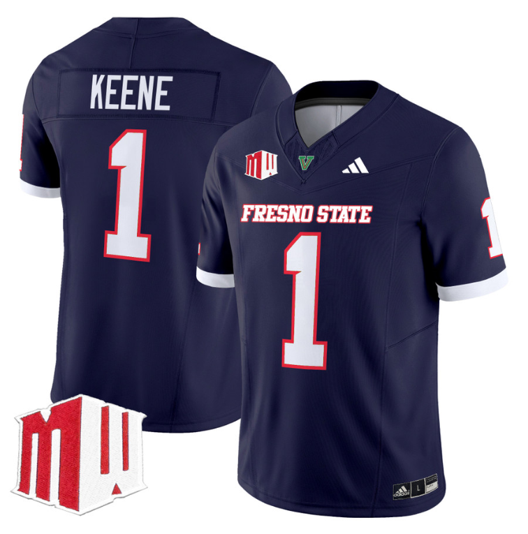 Mikey Keene Jersey #1 Fresno State Bulldogs 2024 Stitched Navy
