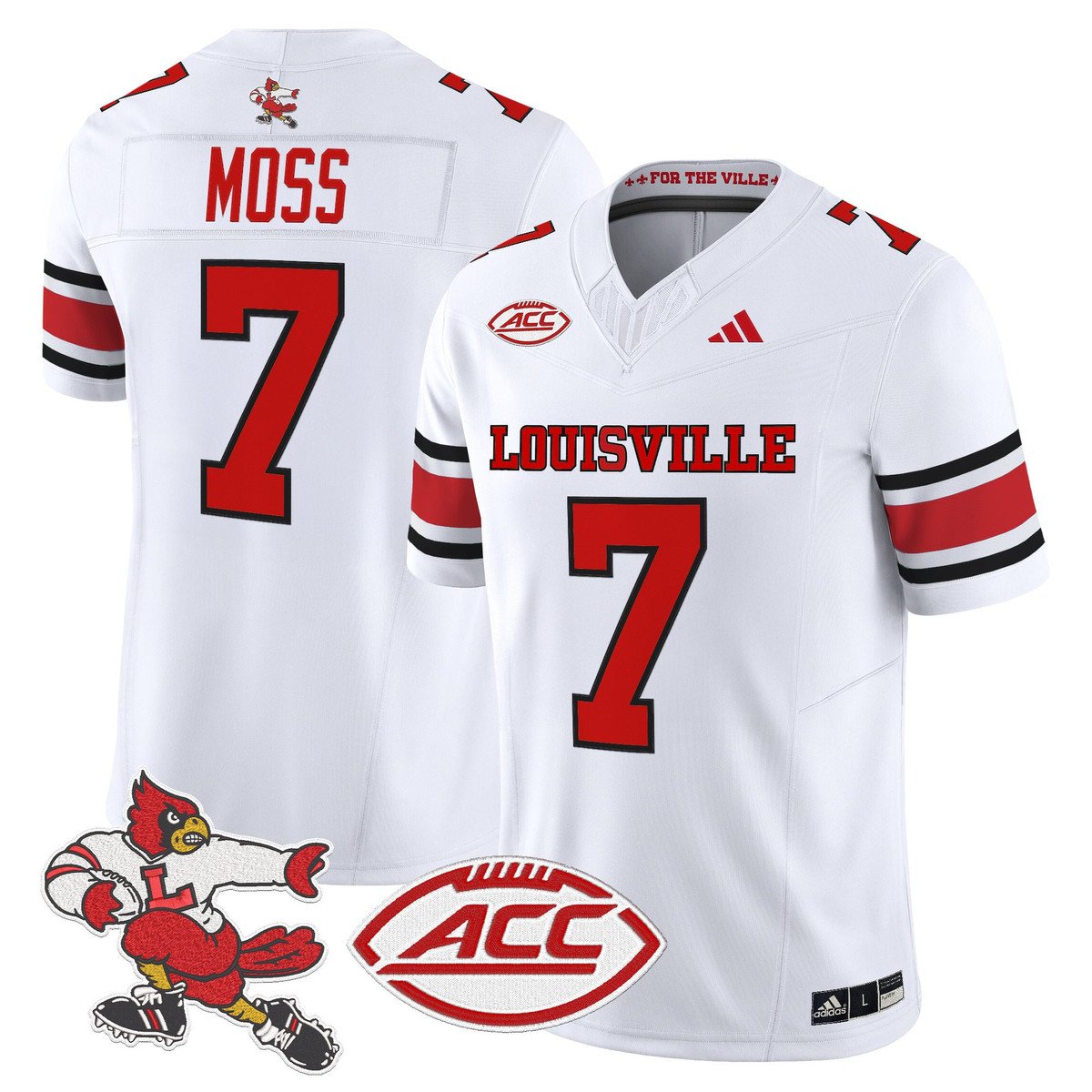 Miller Moss Jersey #7 Louisville Cardinals 1980s Throwback Stitched White