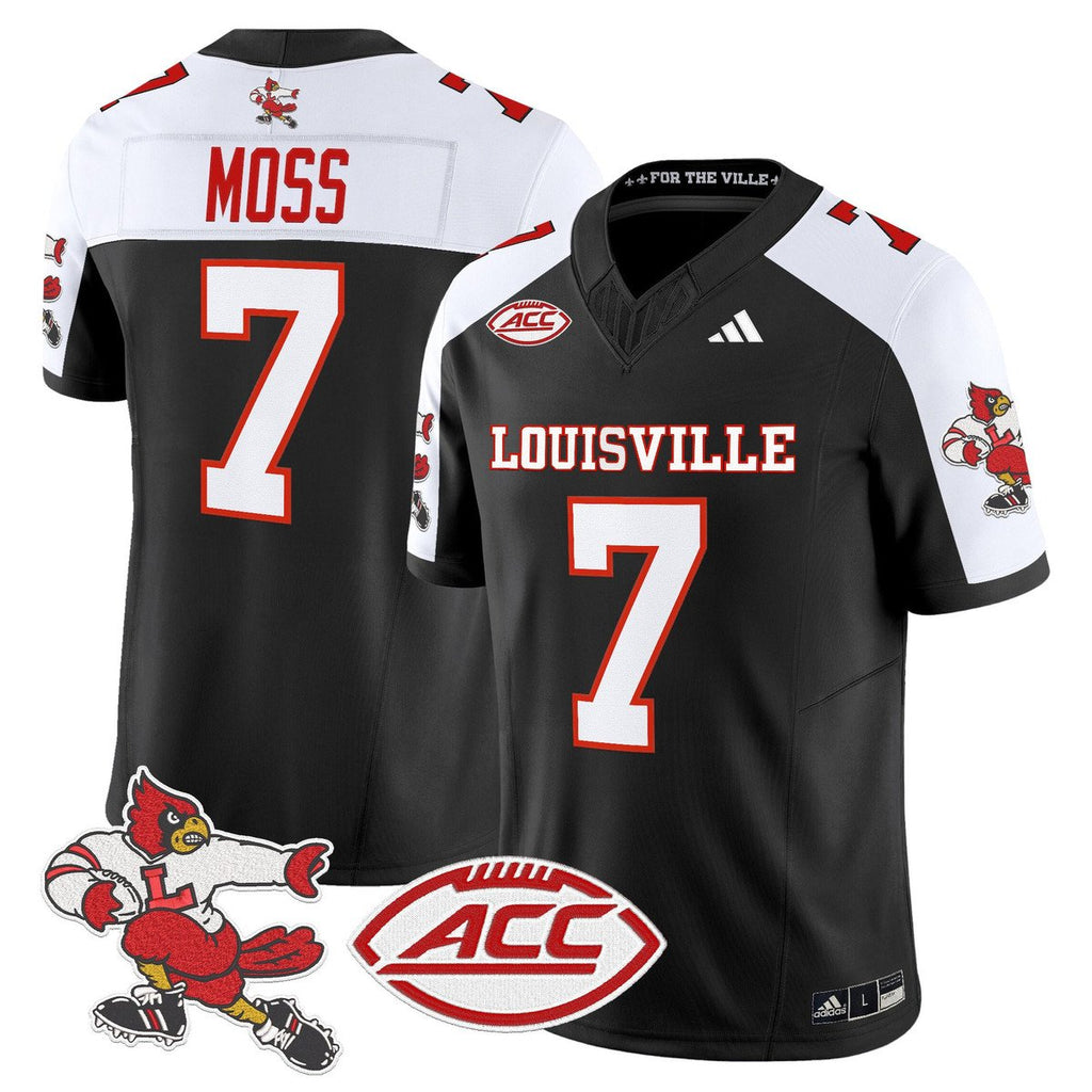 Miller Moss Jersey #7 Louisville Cardinals 1980s Throwback Stitched Black Alter