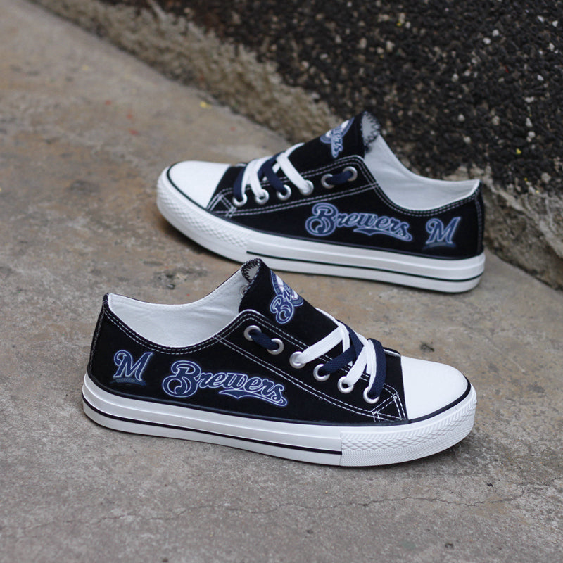 Milwaukee Brewers Limited Print Low Top Canvas Shoes Sport Sneakers For Men Women Fans