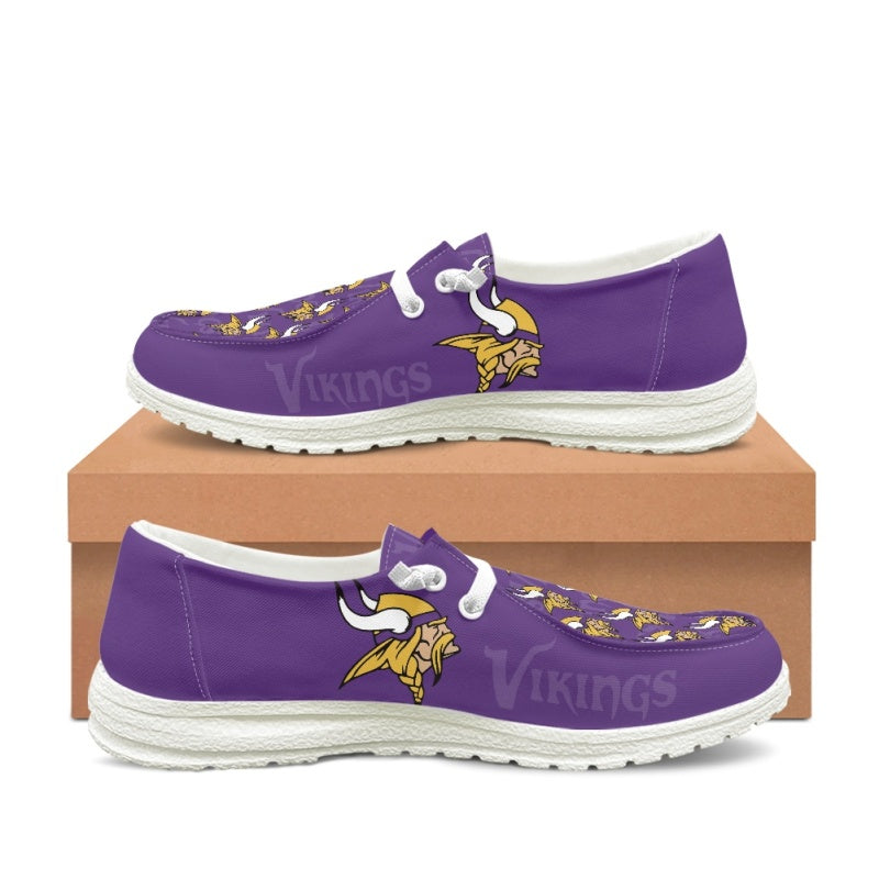 Minnesota Vikings Purple Team Name Logo Canvas Sneaker Shoes For Men Women Fans