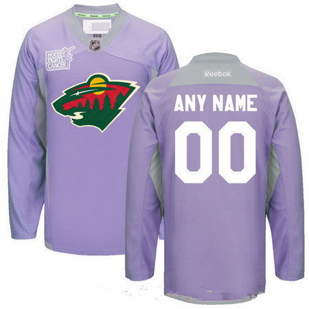 Minnesota Wild Purple Pink Custom Reebok Hockey Fights Cancer Practice Jersey