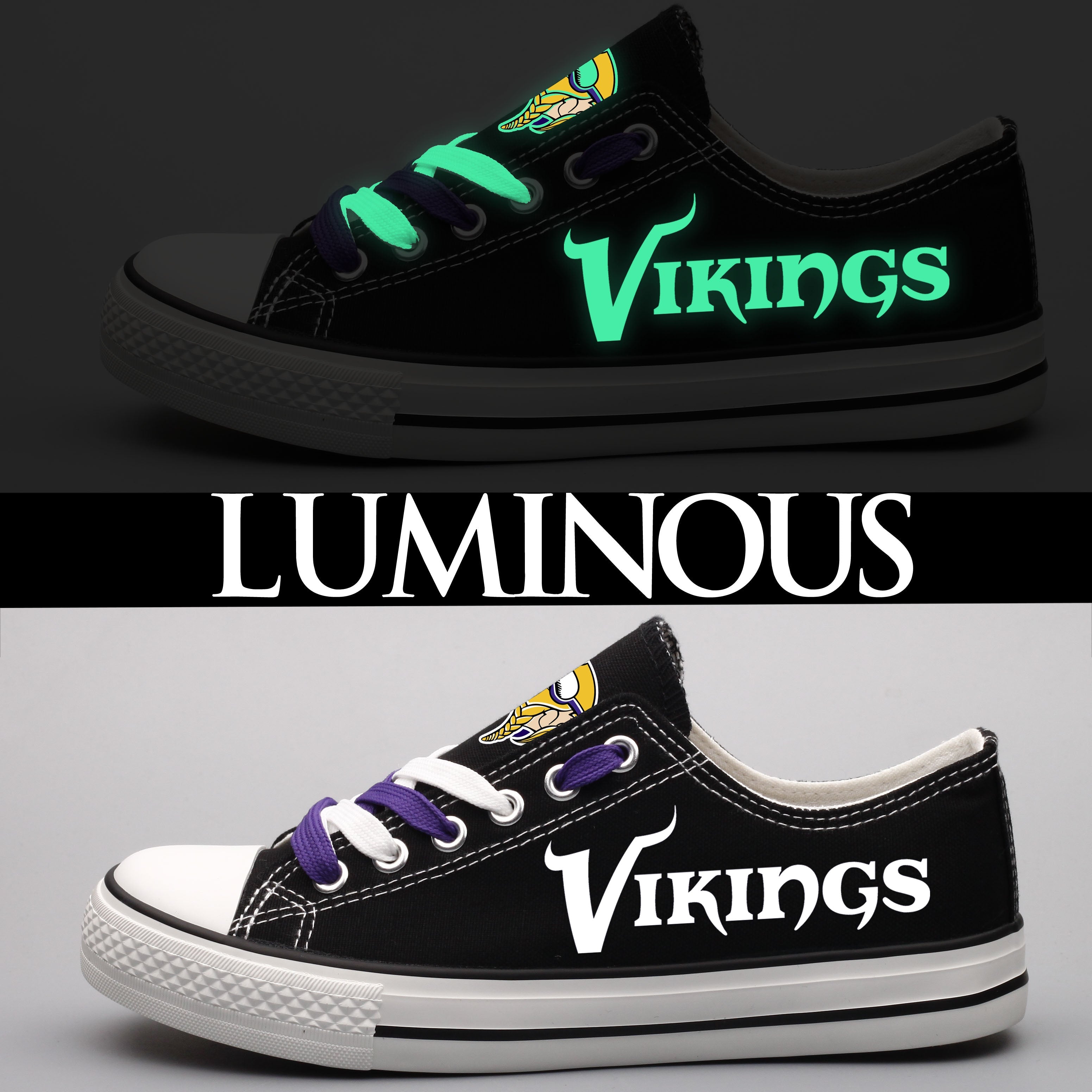Minnesota Vikings Low Top Canvas Sport Sneakers Shoes For Men Women Fans