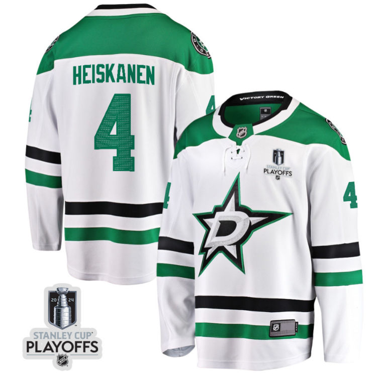 Miro Heiskanen 4 Dallas Stars 2024 NHL Playoffs Patch Away Breakaway Jersey - Men